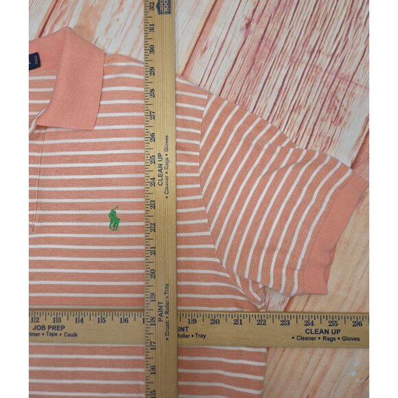 Polo Ralph Lauren Mens Orange Striped Cotton Polo Shirt Large - Picture 7 of 7